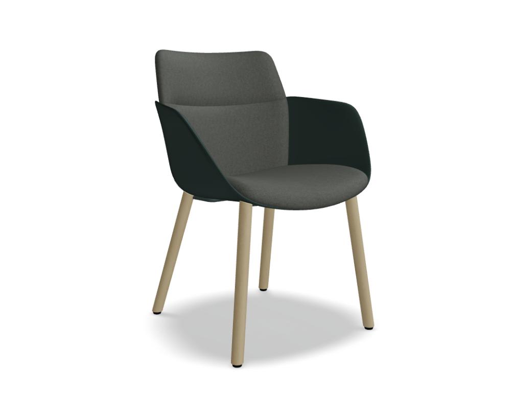 chair with a wooden base -  SENDA - low backrest, upholstered seat; base - wooden 4-legged