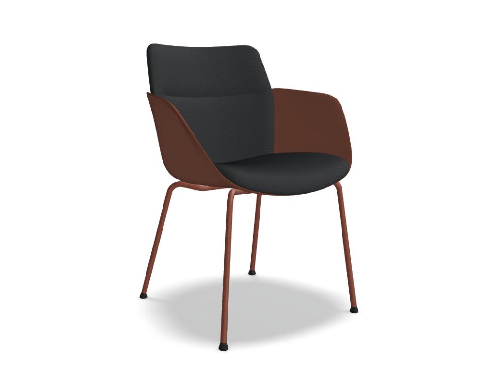 chair with a four-legged metal base -  SENDA - low backrest, upholstered seat; base - 4-legged, powder coated steel, polypropylene feet