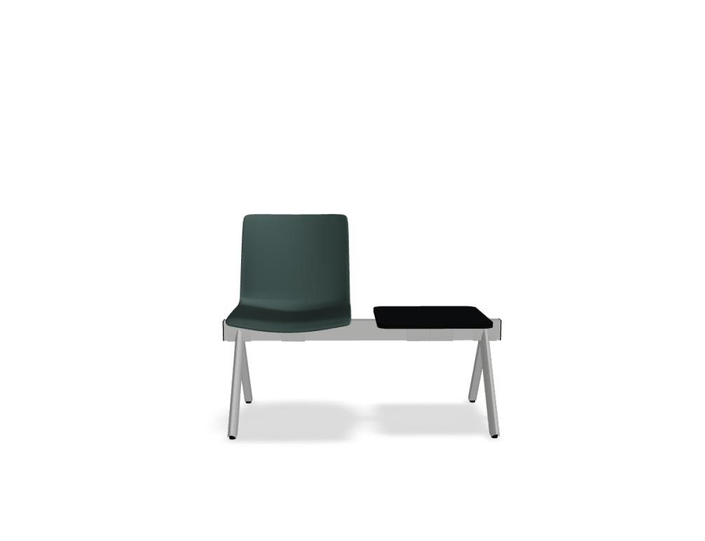 bench -  SHILA - 2-seater bench: (1 x seat polypropylene + top) - base - powder coated steel, polypropylene feet