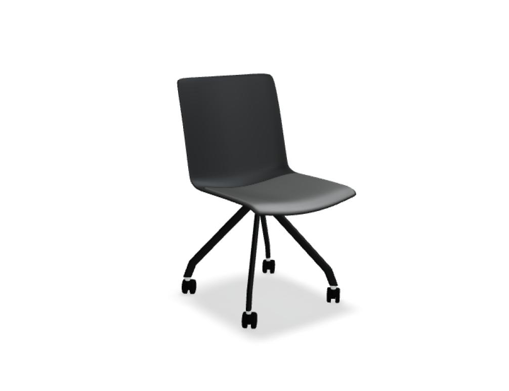 silla de cuatro patas en estrella -  SHILA - silla asiento polipropileno; base - estrella 4 puntas - acero lacado en polvo, ruedas
