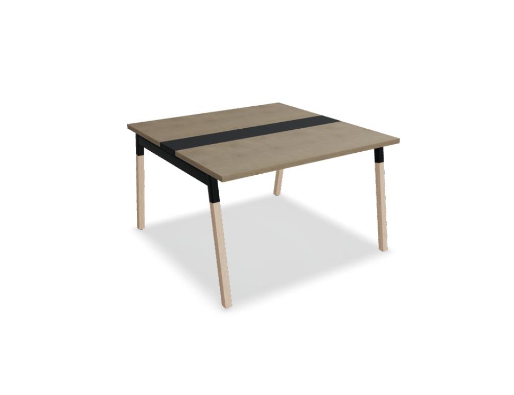 table de conférence avec pieds en bois  -  OGI W - table de reunion, piétement métallique, profil 50 × 50 mm, pieds bois