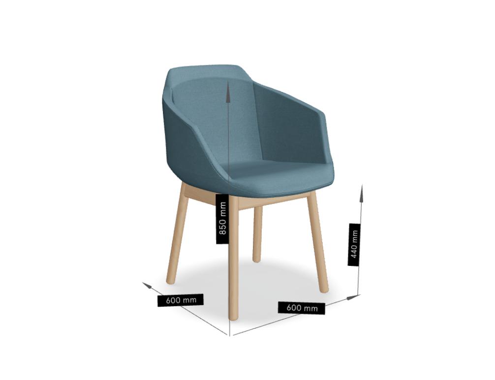 Stuhl mit Holzgestell -  ULTRA - gepolsterter Sitz ohne Kissen;  4 Holzbeine