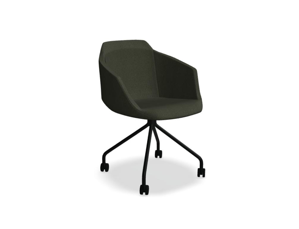 Stuhl mit Kreuzfuß auf Rollen -  ULTRA - gepolsterter Sitz ohne Kissen; 4-Sternfuß - Metall, pulverbeschichtet; Castor-Räder