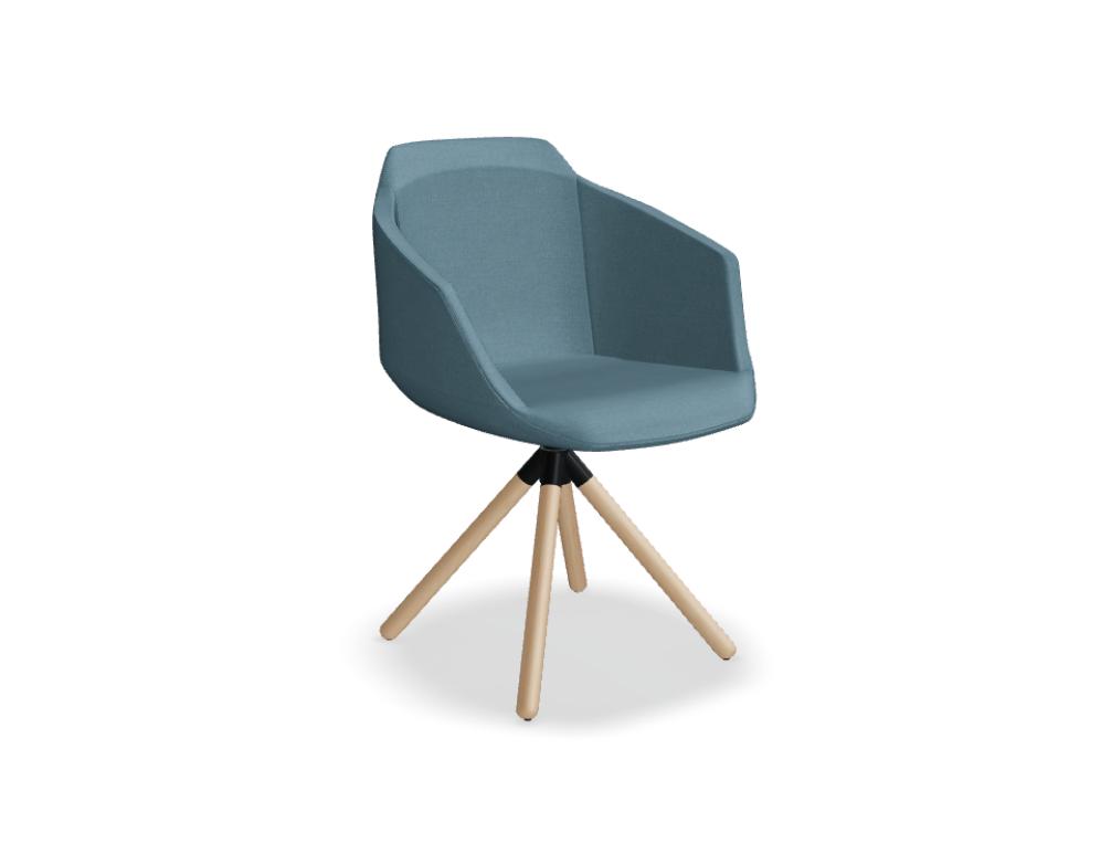 silla giratoria con patas de madera -  ULTRA - Asiento tapizado sin cojín; base - estrella 4 puntas - patas madera; asiento giratorio - 360 °