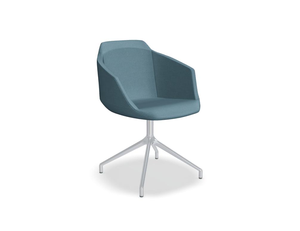 sedia con base in alluminio lucidato -  ULTRA - seduta imbottita senza cuscino; base 4 razze in alluminio lucidato, piedini in plastica; sedile girevole - 360°