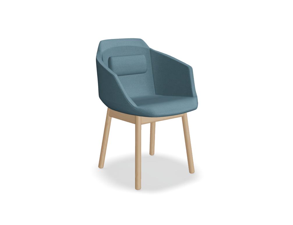 chair with wooden base -  ULTRA - upholstered seat with cushion; base - 4 wooden legs