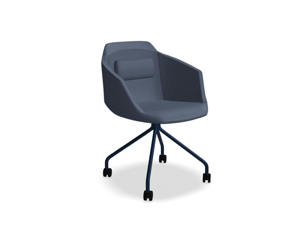 silla de cuatro patas en estrella con ruedas -  Ultra: Asiento tapizado con cojín; con base de cuatro patas de metal lacado en estrella y pies de polipropileno