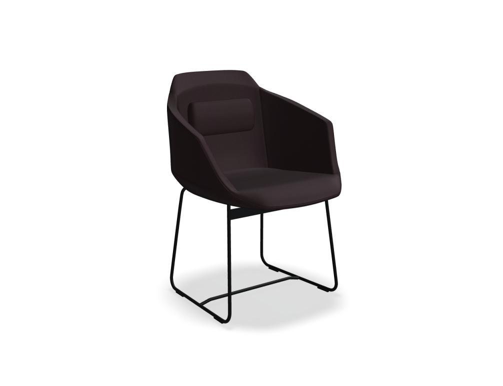 chaise piétement traîneau  -  ULTRA - assise tapissée; pied - luge - tube métal finition peinture poudre époxy, patins en polypropyléne
