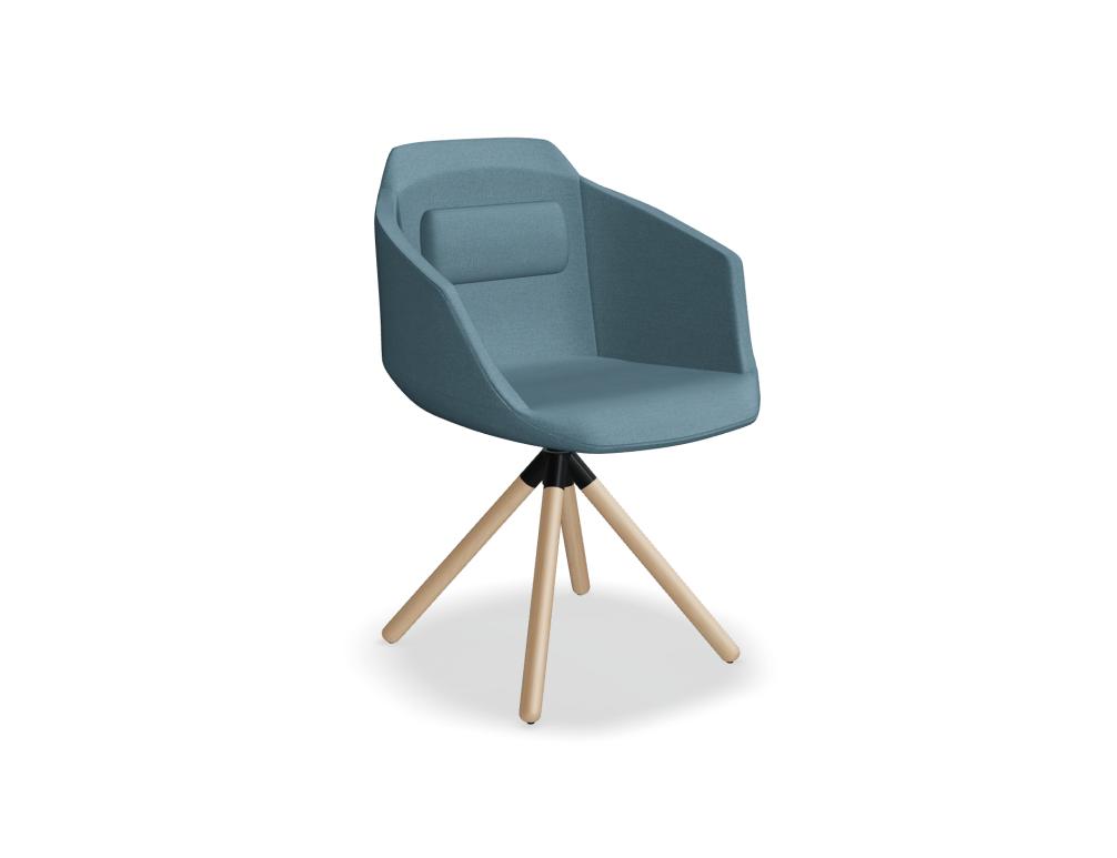 chaise à piétement bois -   ULTRA - assise tapissée; pied - 4 pieds bois; siège pivotant - 360°