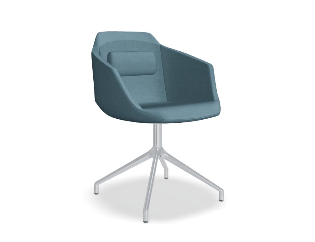Stuhl mit poliertem Aluminiumgestell -  ULTRA - Polstersitz; 4-Sternfuß, Aluminium poliert; Füßchen aus Polypropylen; Drehsitz - 360°