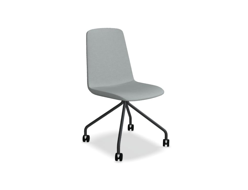 Stuhl mit Fußkreuz auf Rollen -  ULTI - Polstersitz; 4-Sternfuß - Aluminium, pulverbeschichtet; Castor-Räder