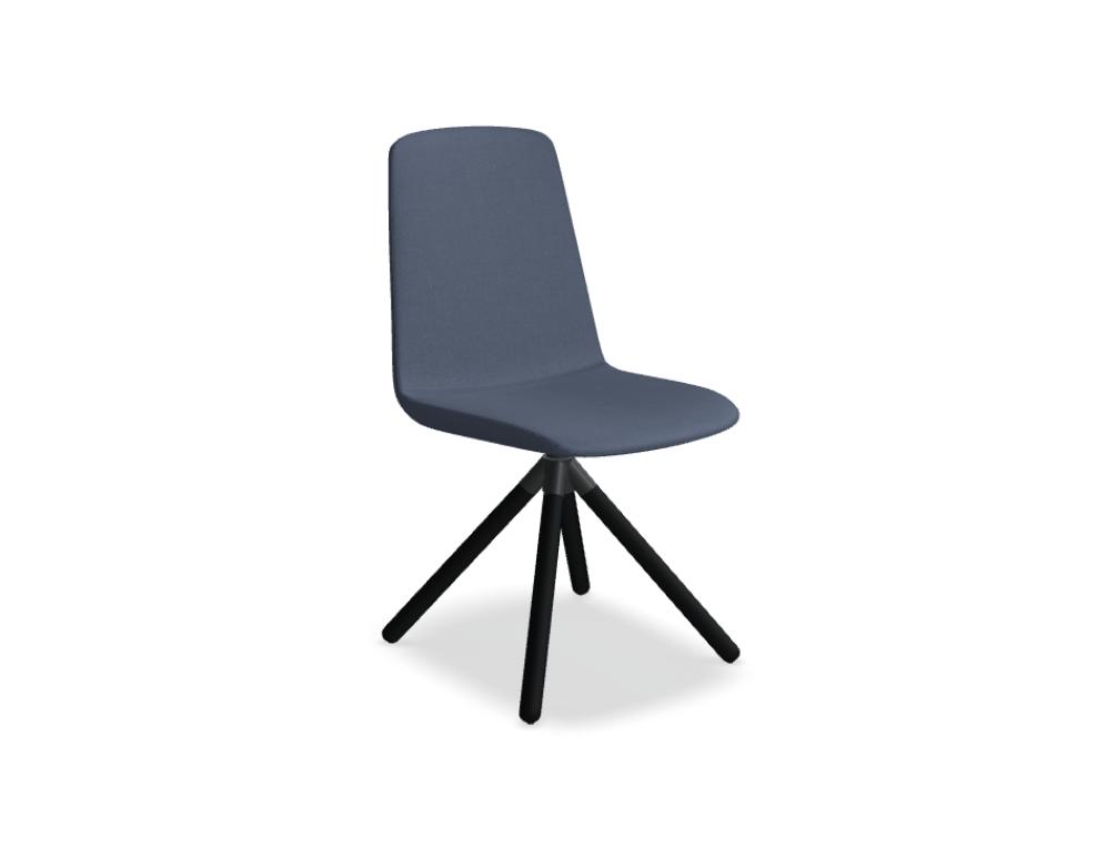 chaise pivotante, piétement en bois  -   ULTI - assise tapissée; pied - 4 pieds bois; siège pivotant - 360°