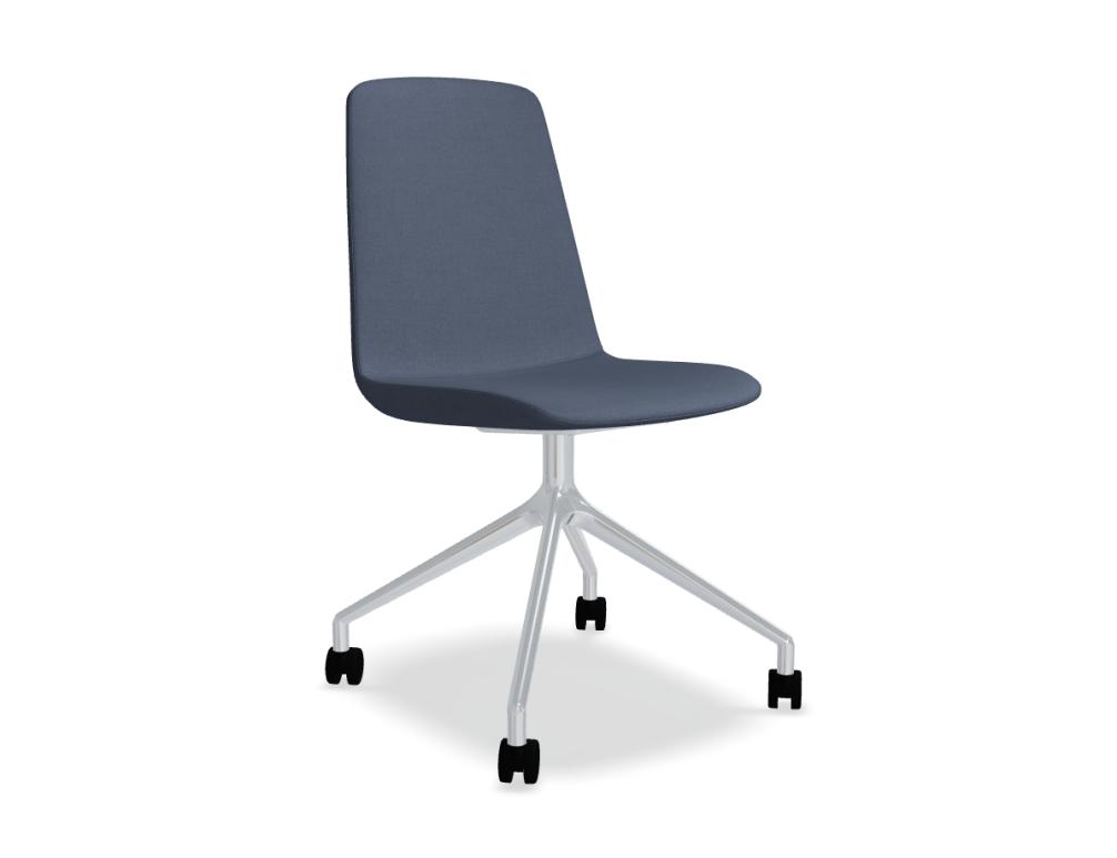 chair polished aluminium base -  ULTI - upholstered seat; base - 4-star, powder coated steel, castors; swivel seat - 360°