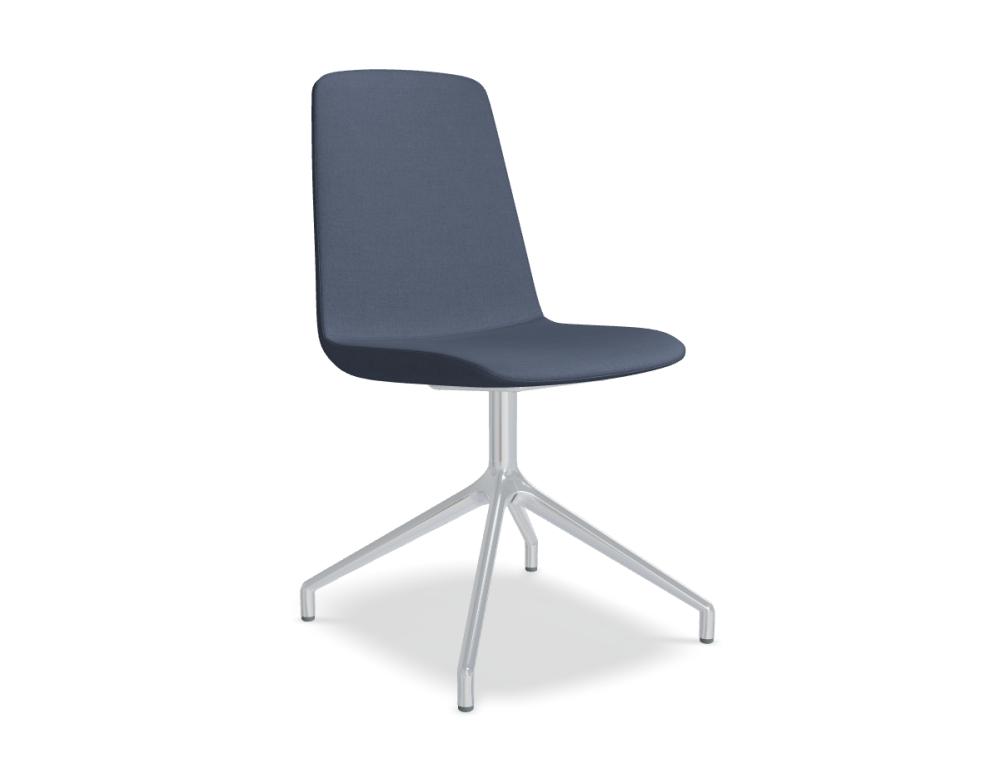Stuhl mit poliertem Aluminiumgestell -  ULTI - Polstersitz; 4-Sternfuß, Aluminium poliert; Füßchen aus Polypropylen; Drehsitz - 360°