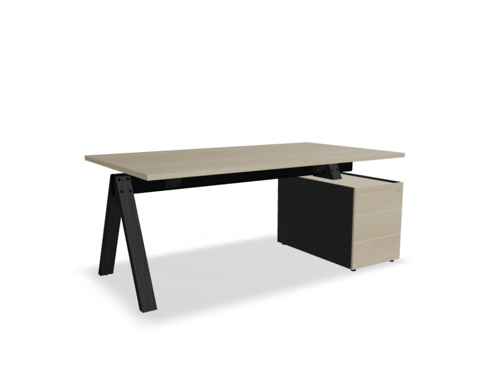 executive desk with pedestal -   VIGA M - simple desk supported on pedestal - pedestal with access from both sides