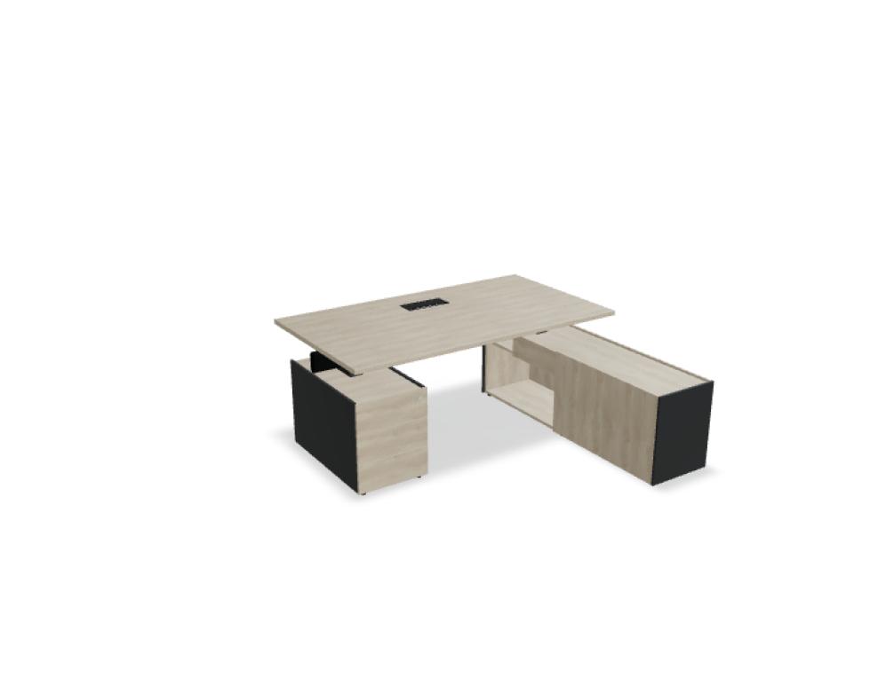 executive desk with storage and pedestal -  VIGA M - desk with menager storage, supported on pedestal - pedestal with access from both sides; melamine top; tabletop 25 mm