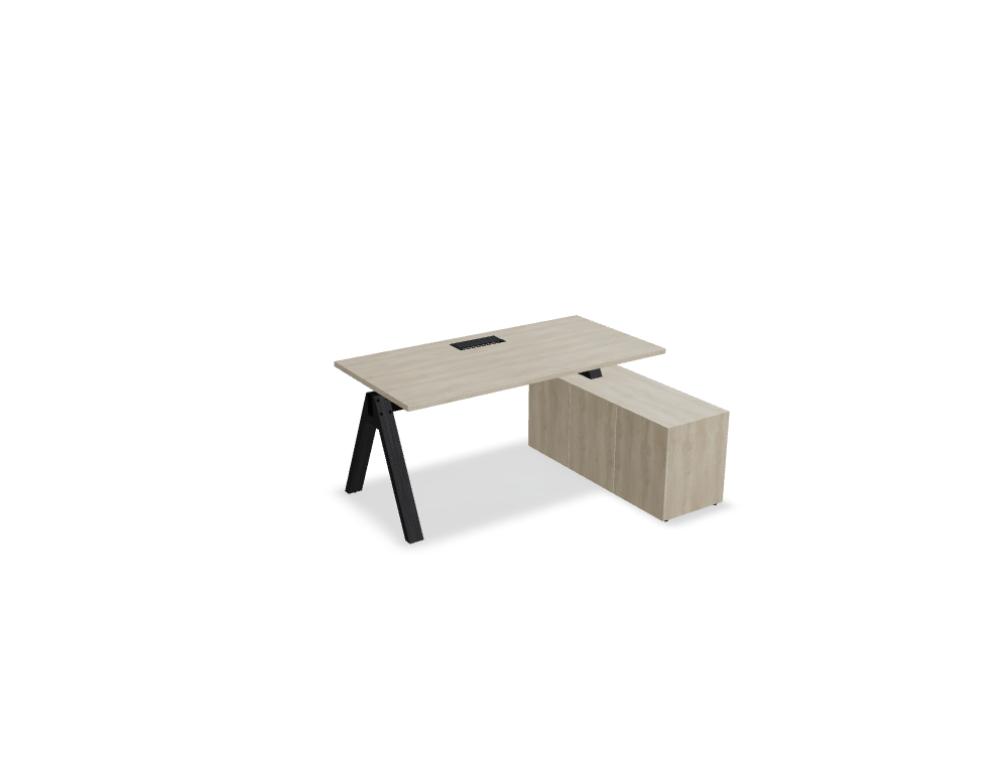 bureau de direction avec crédence -  VIGA M - bureau avec desserte; plateau en mélaminé; plateau 25 mm