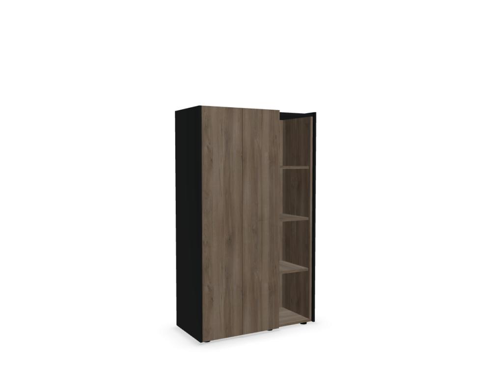 armario con estantería -  Viga M: armario ropero con estantería abierta y puerta sin tiradores
