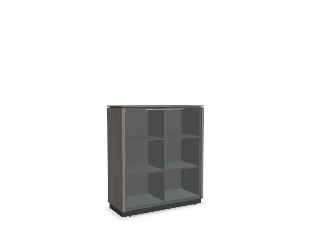 glass-door cabinet -  STATUS - filing cabinet, front clear glass and aluminum frame, no lock